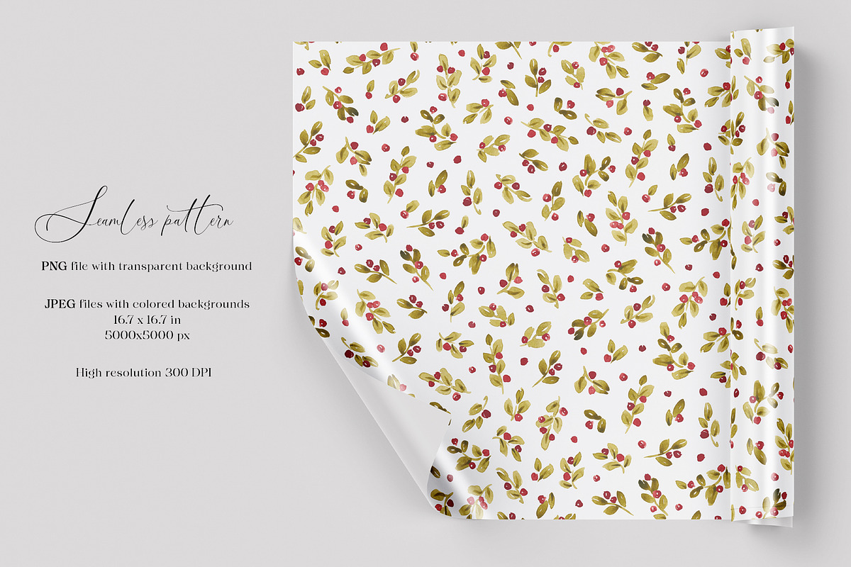 Christmas mistletoe pattern, a Pattern Graphic by SirenaArt (Photo 2 of 12)