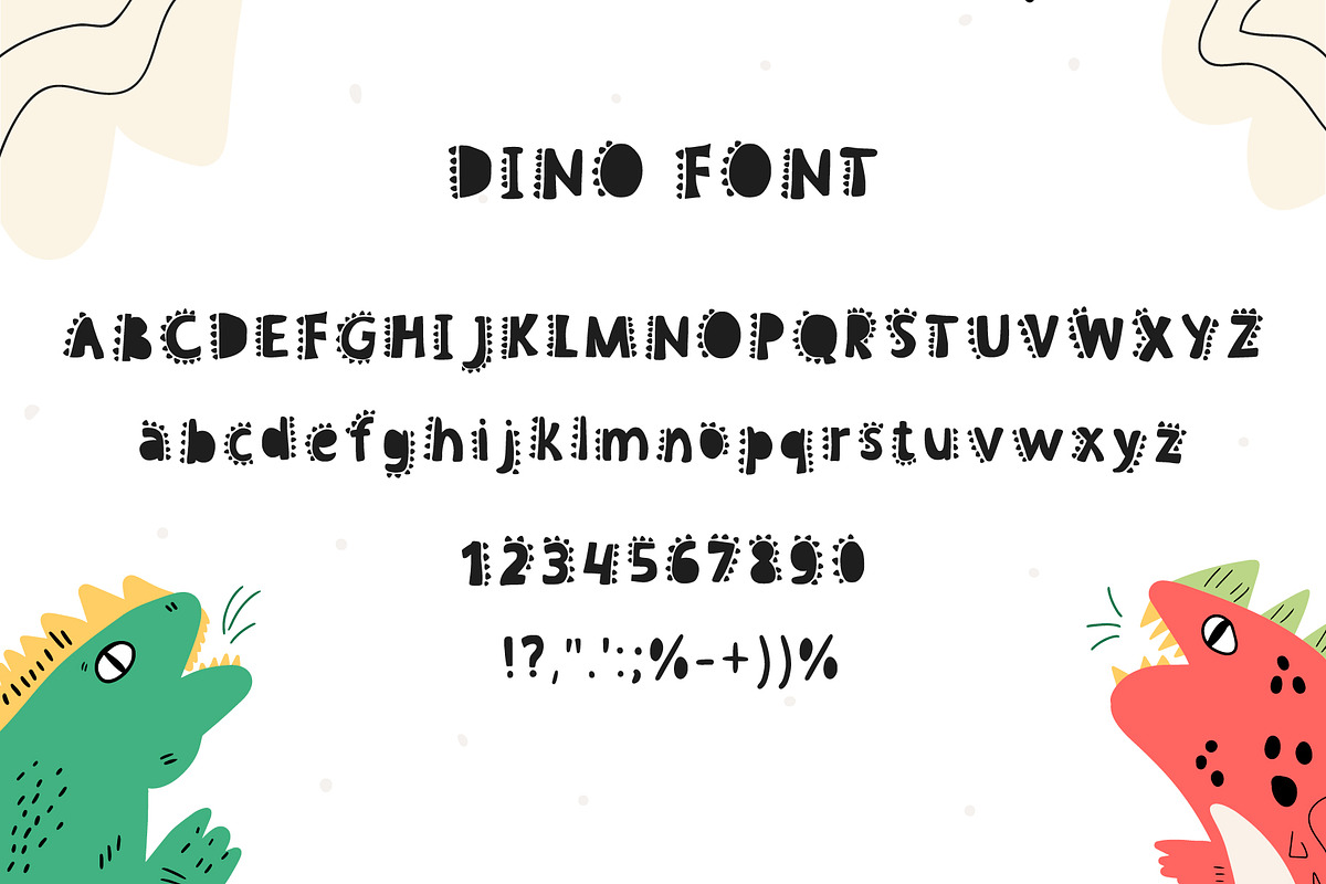 DINO font - playful kid's font, a Font by Ashiya Pixel (Photo 2 of 11)