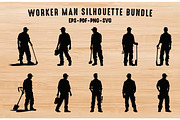 Worker Man Silhouette Vector Set, a Work Illustration by Gfx Expert Team (Thumbnail 1 of 3)