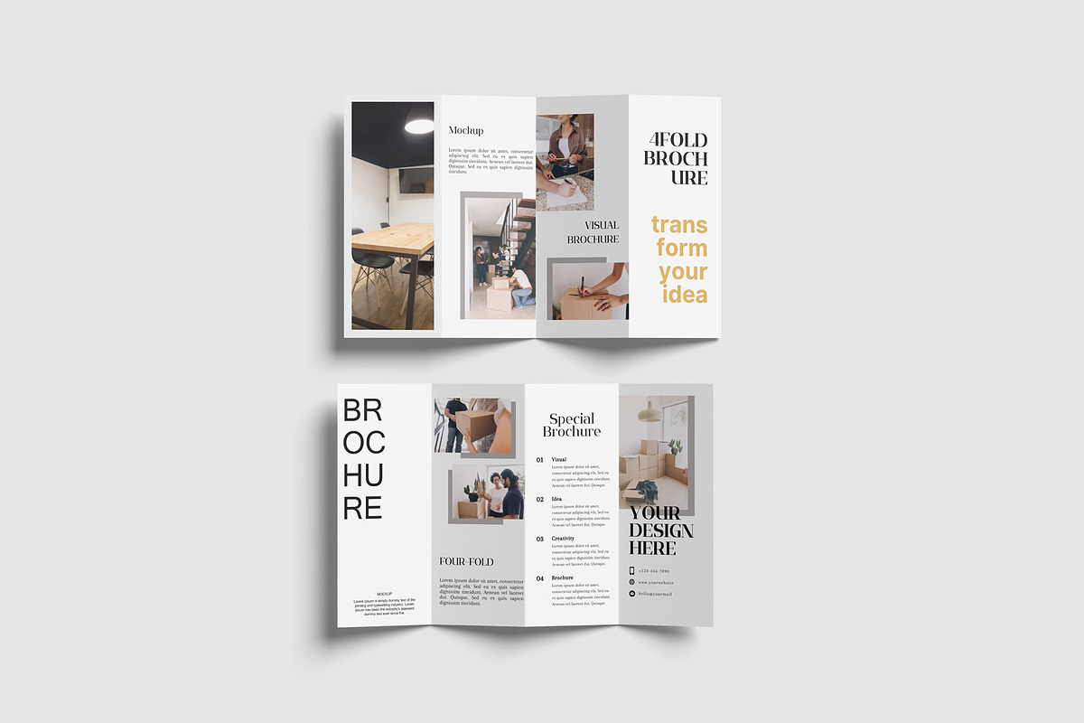 Four-Fold (4 fold) Brochure Mockups, a Books & Magazine Mockup by Lxadesign (Photo 3 of 14)