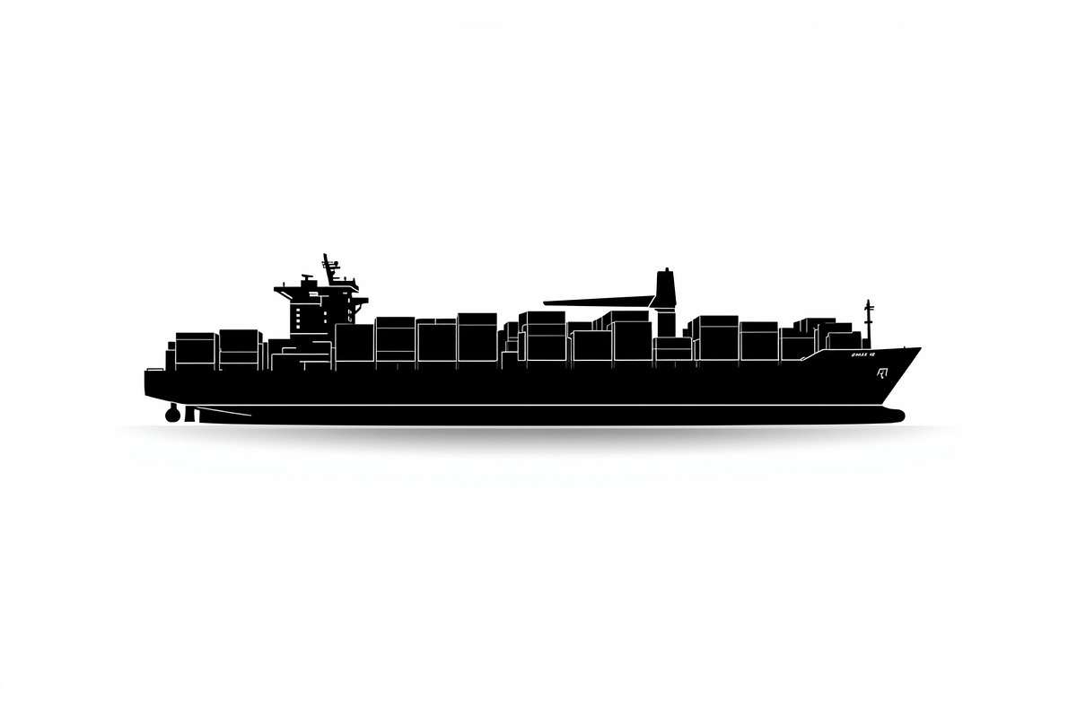 Sailing & Cargo Ship Silhouette Bund, an Illustration by Creativeshirt (Photo 4 of 9)