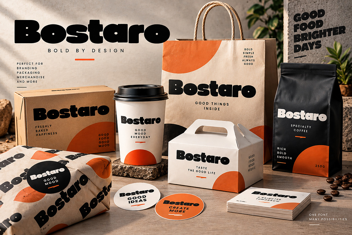 Bostaro – Bold Chunky Display Font, a Script Font by Wow Magic (Photo 5 of 5)