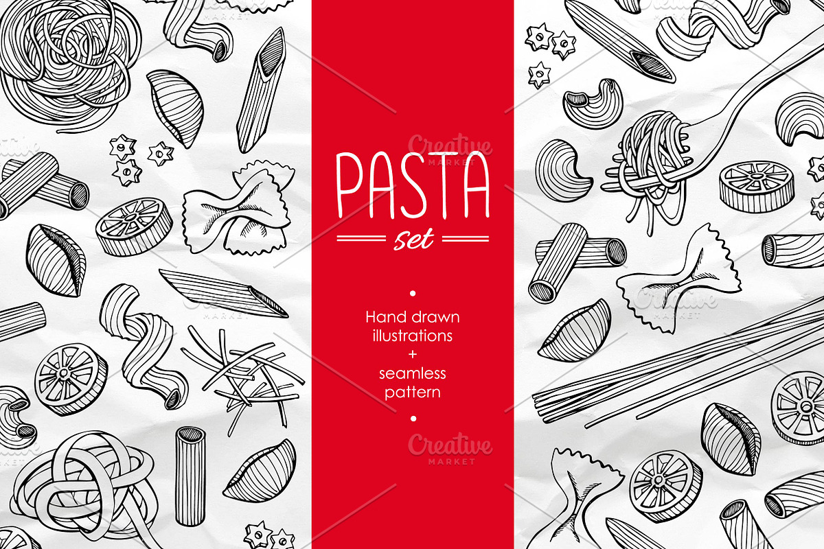 Pasta Set. Hand Drawn Illustration, a Graphic by Epine (Photo 1 of 3)