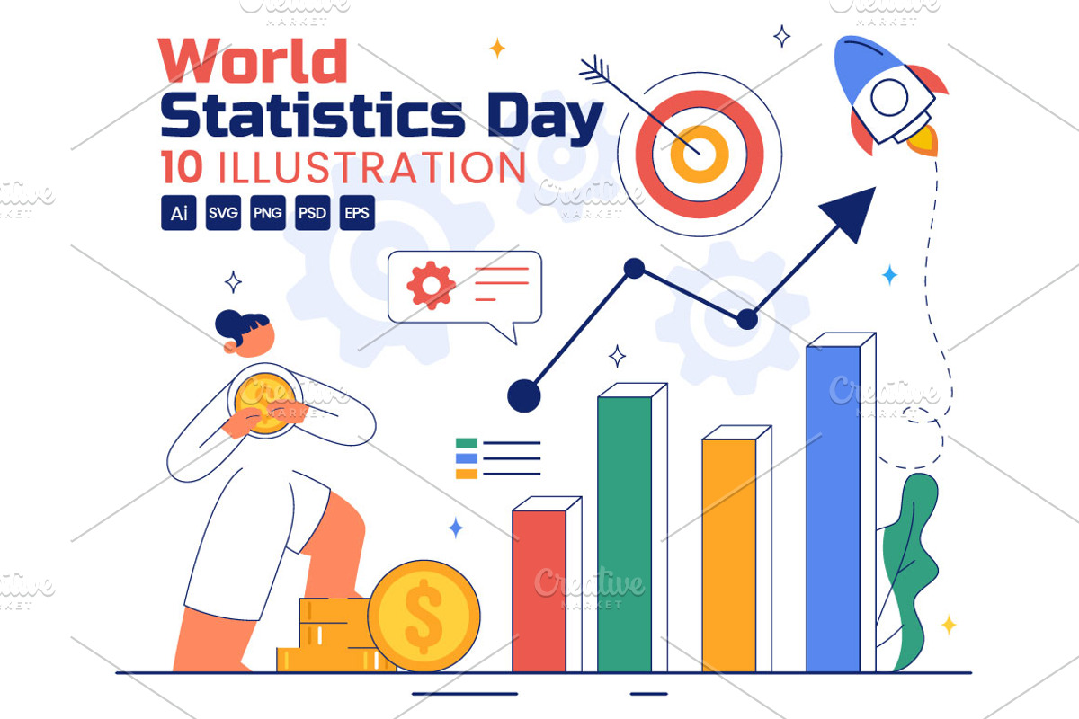 10 World Statistics Day Illustration, a Finance Illustration by denayunebgt (Photo 1 of 4)