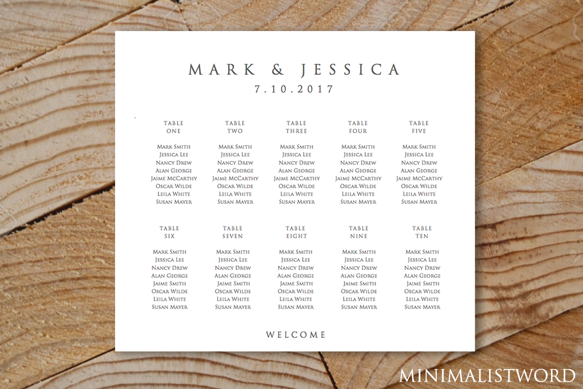Wedding Seating Chart 10 Tables, a Flyer Template by MinimalistWord