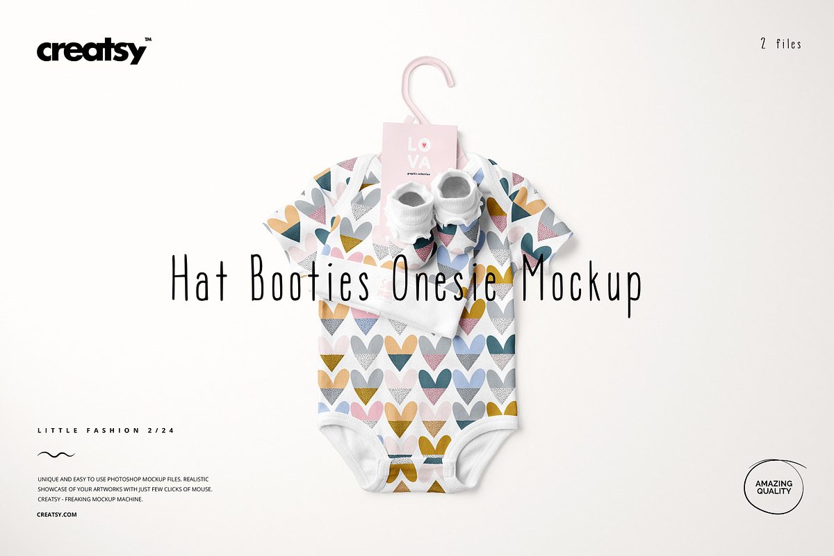 Hat Booties Onesie Mockup (24/LFv.2), a Hat Mockup by creatsy5 (Photo 1 of 8)