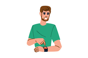 Smiling man using smartwatch, a Technology Illustration by pikepicture