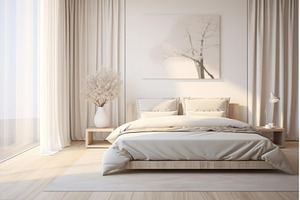Modern minimalist bedroom interior, an Architecture Photo by Ylivdesign