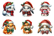 Christmas Bunny Clipart Bundle, an Illustration by SinaCreation (Thumbnail 4 of 7)