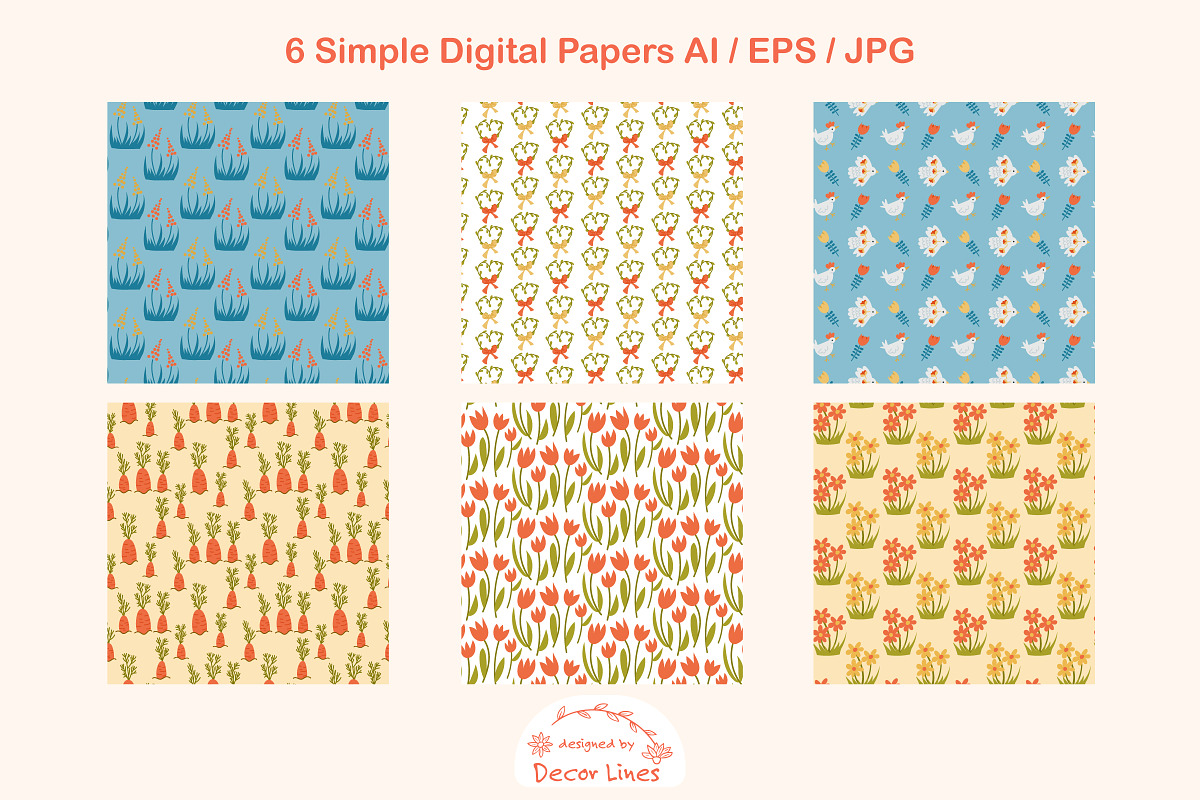 Spring Floral Digital Papers, a Pattern Graphic by Decor Lines (Photo 2 of 6)