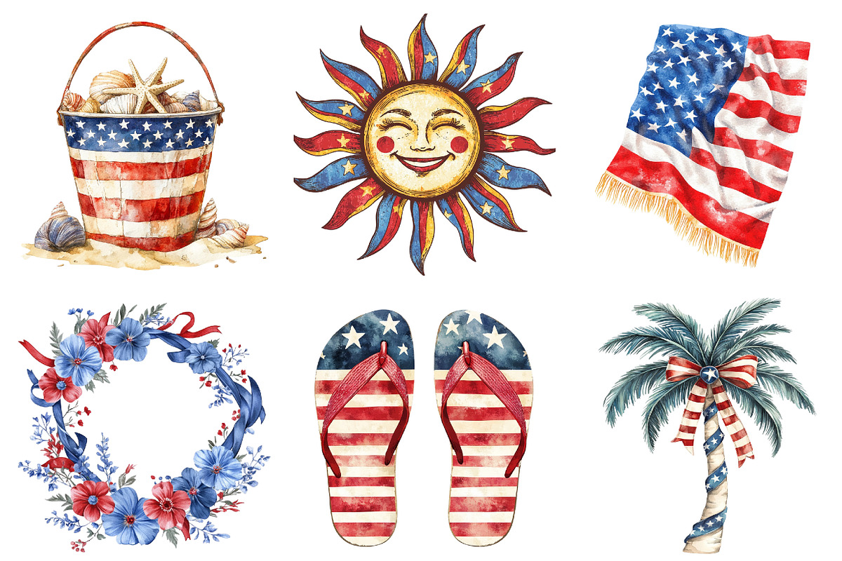 Patriotic Summer Clipart Set PNG, a Decorative Illustration by designcity5 (Photo 4 of 4)