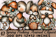 Spring Peeking Animal Clipart Bundle, an Illustration by SVGArt (Thumbnail 1 of 7)