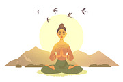 Meditation girls, a Healthcare Illustration by JulianArt (Thumbnail 3 of 4)