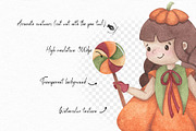 Pumpkin Girl Watercolor Clipart, an Illustration by GauSilvaStudio (Thumbnail 3 of 5)