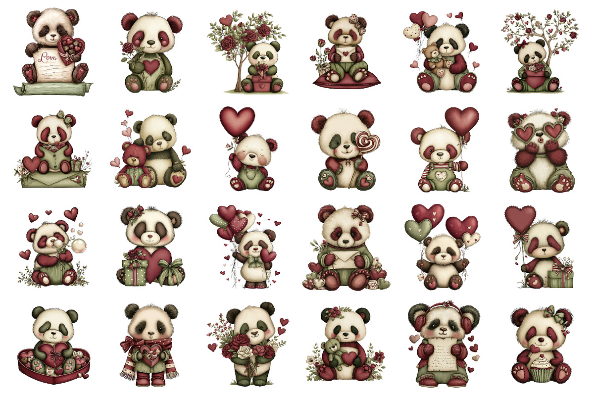 Quirky Valentines Panda Clipart, an Illustration by designcity5 (Photo 2 of 5)