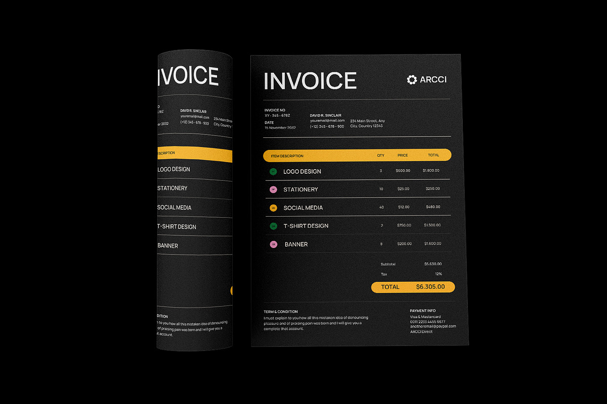 Black Modern Invoice, a Stationery Template by Neermana (Photo 3 of 4)