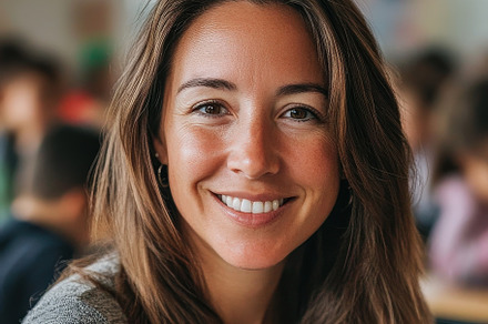 A Smiling Teacher in Classroom, a School & Education Photo by Virgo Studio