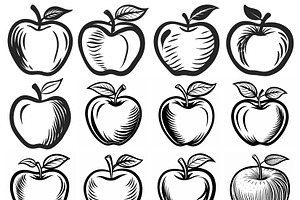Apples in different drawing Vector, an Object Graphic by Billah Hub