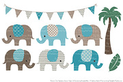 Vintage Blue Elephant Clipart, an Illustration by Amanda Ilkov (Thumbnail 2 of 4)