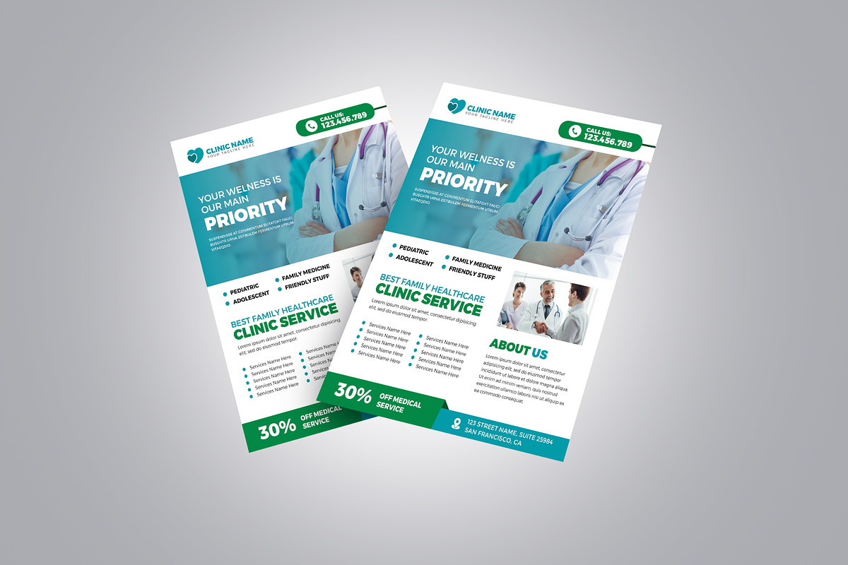 Healthcare Clinic Promotional Flyer, a Flyer Template by Designscozy (Photo 4 of 5)