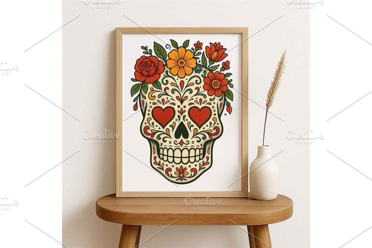Sugar Skull Wall Art Day of the Dead, a Background Graphic by LaseredNinja (Photo 4 of 7)