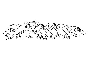 Mountain range. Line landscape, an Illustration by Ilia Design
