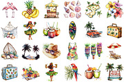 Vintage Summer Tropical Clipart, an Illustration by Sublimation Artist (Thumbnail 2 of 6)