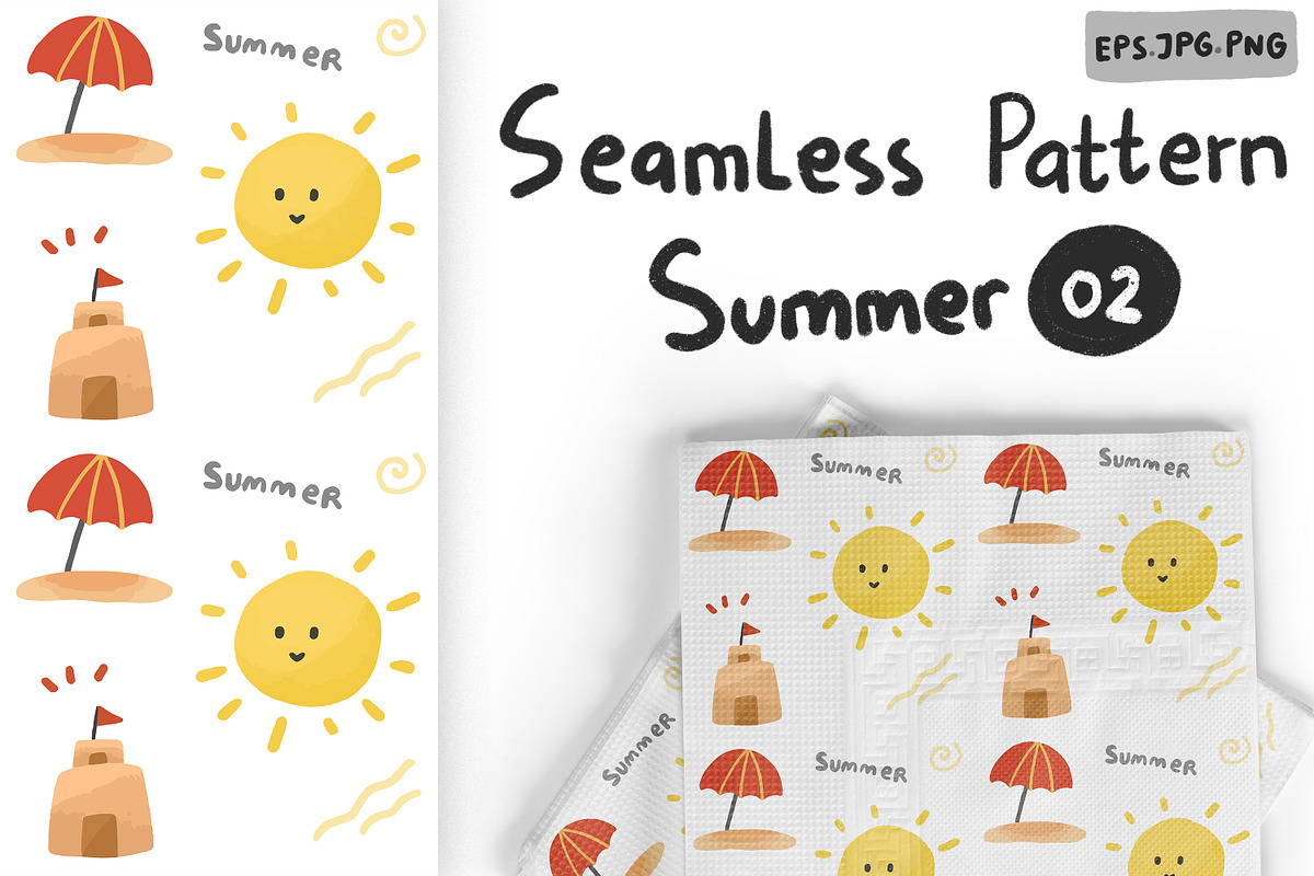 Summer seamless pattern Vol 02, a Pattern Graphic by RizkaNurfazrina (Photo 1 of 7)