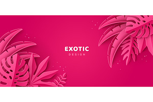 Jungle exotic leaves pink