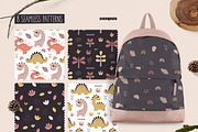 Cute Dinosaur Girl Clipart, Patterns, an Animal Illustration by Ejevyaka (Thumbnail 5 of 9)