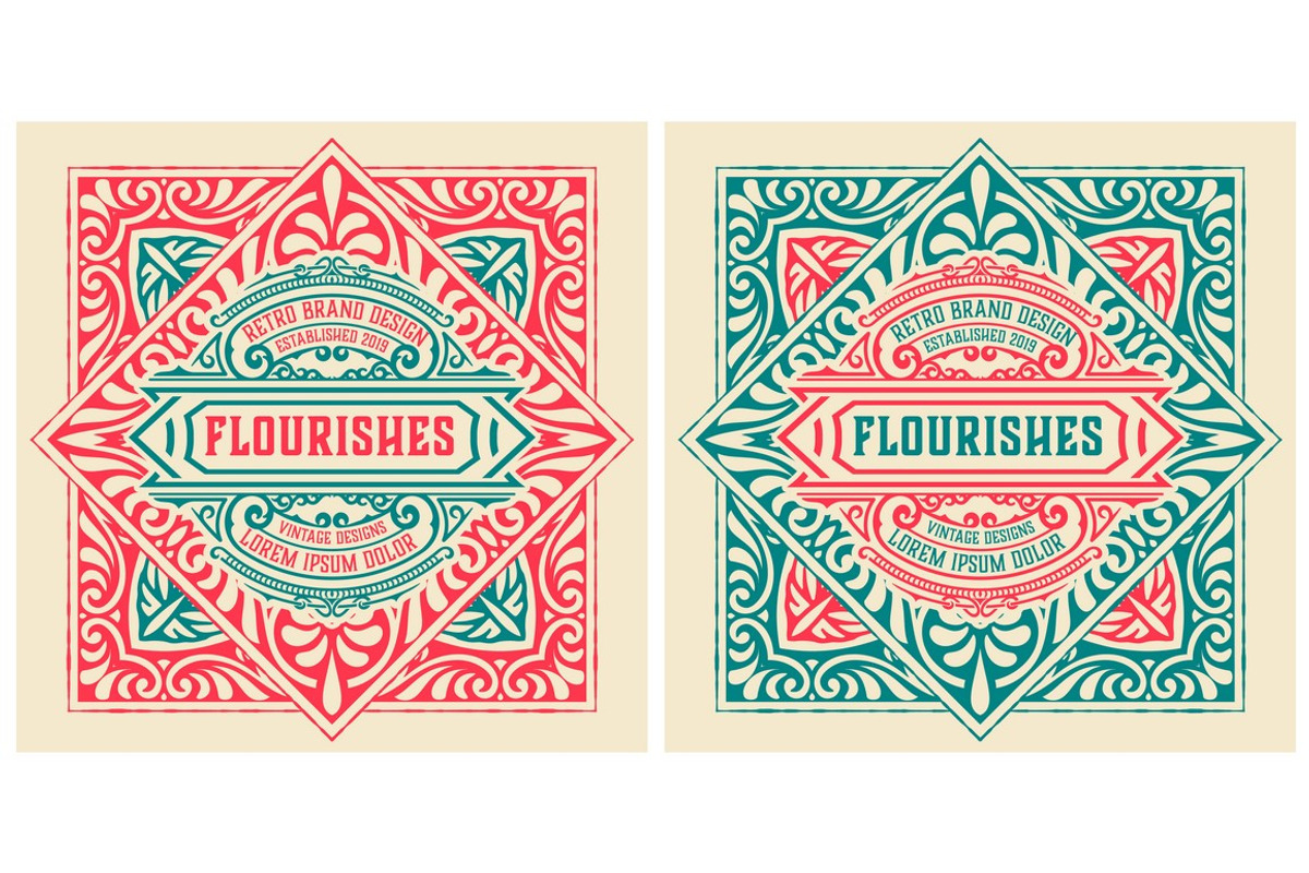 Old label with floral details, a Flyer Template by OneVectorStock