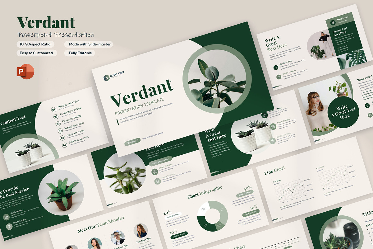 Verdant PowerPoint Presentation, a Presentation Template by zahidhossainalif (Photo 1 of 15)