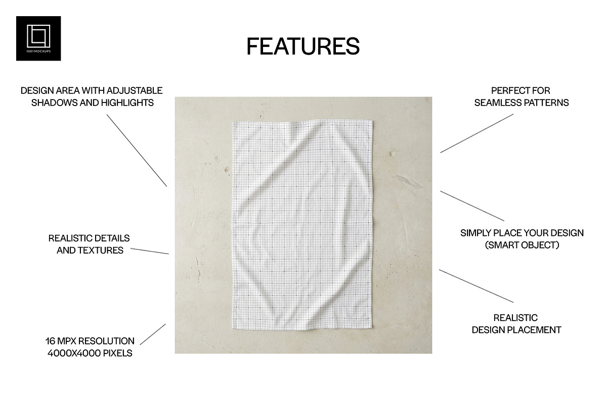 Cotton Tea Towel Mockup (PSD), a Household Mockup by 1001 mockups (Photo 2 of 6)