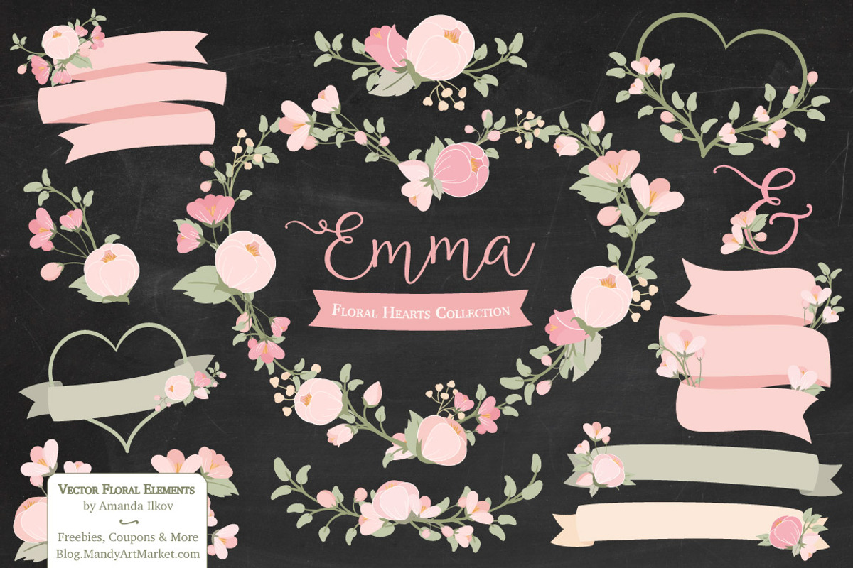 Soft Pink Floral Heart Wreath Vector, an Illustration by Amanda Ilkov (Photo 2 of 5)