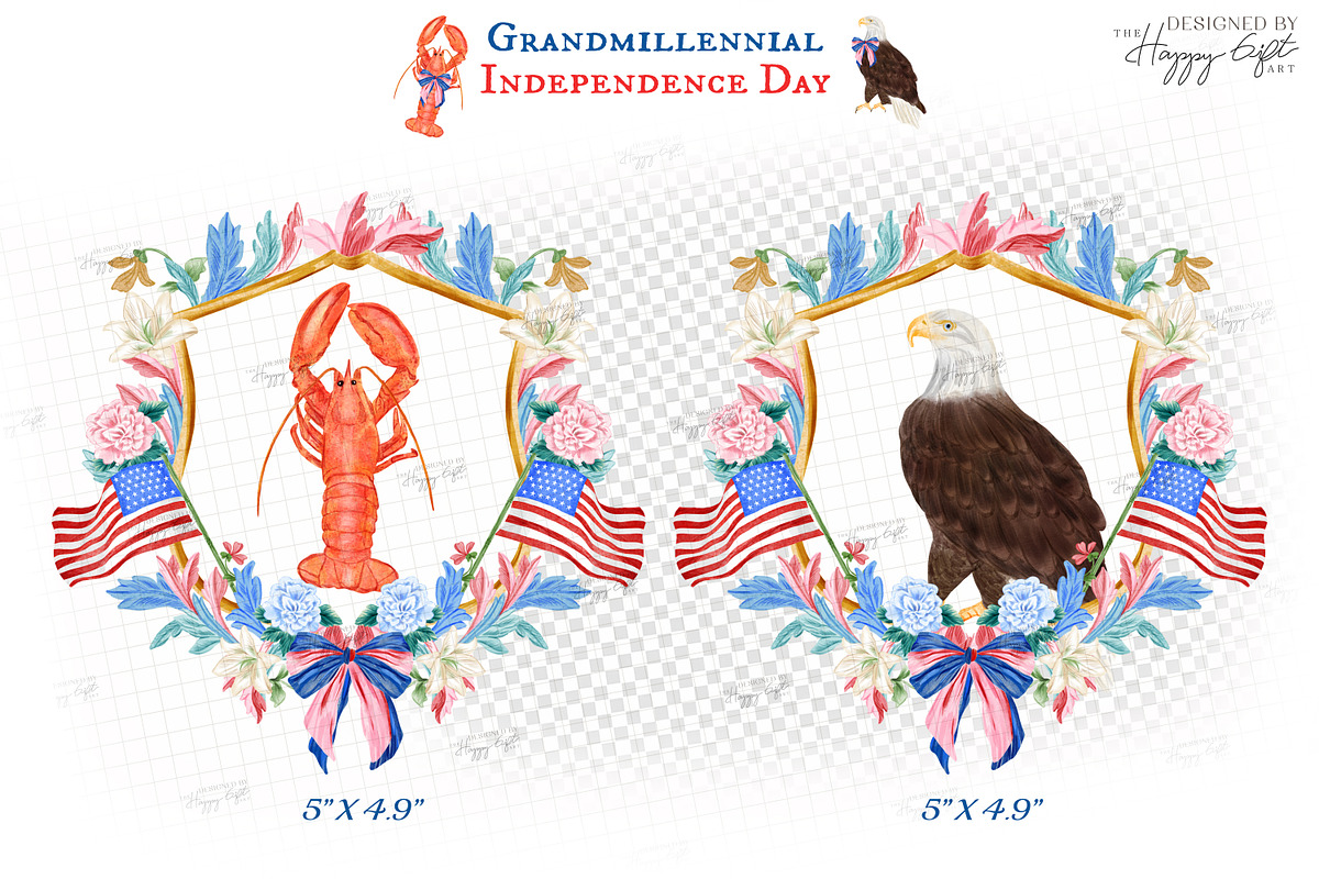 Grandmillennial Independence Day, a Decorative Illustration by TheHappyGiftArt (Photo 8 of 21)