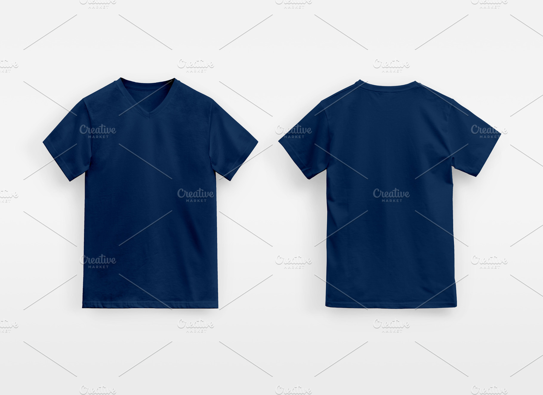 Blue Basic V-Neck T-Shirt Man, a Photo by UN-BRANDED