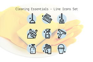 Cleaning Essentials – Line Icons Set, an Outline Icon by Lyolya Profitrolya