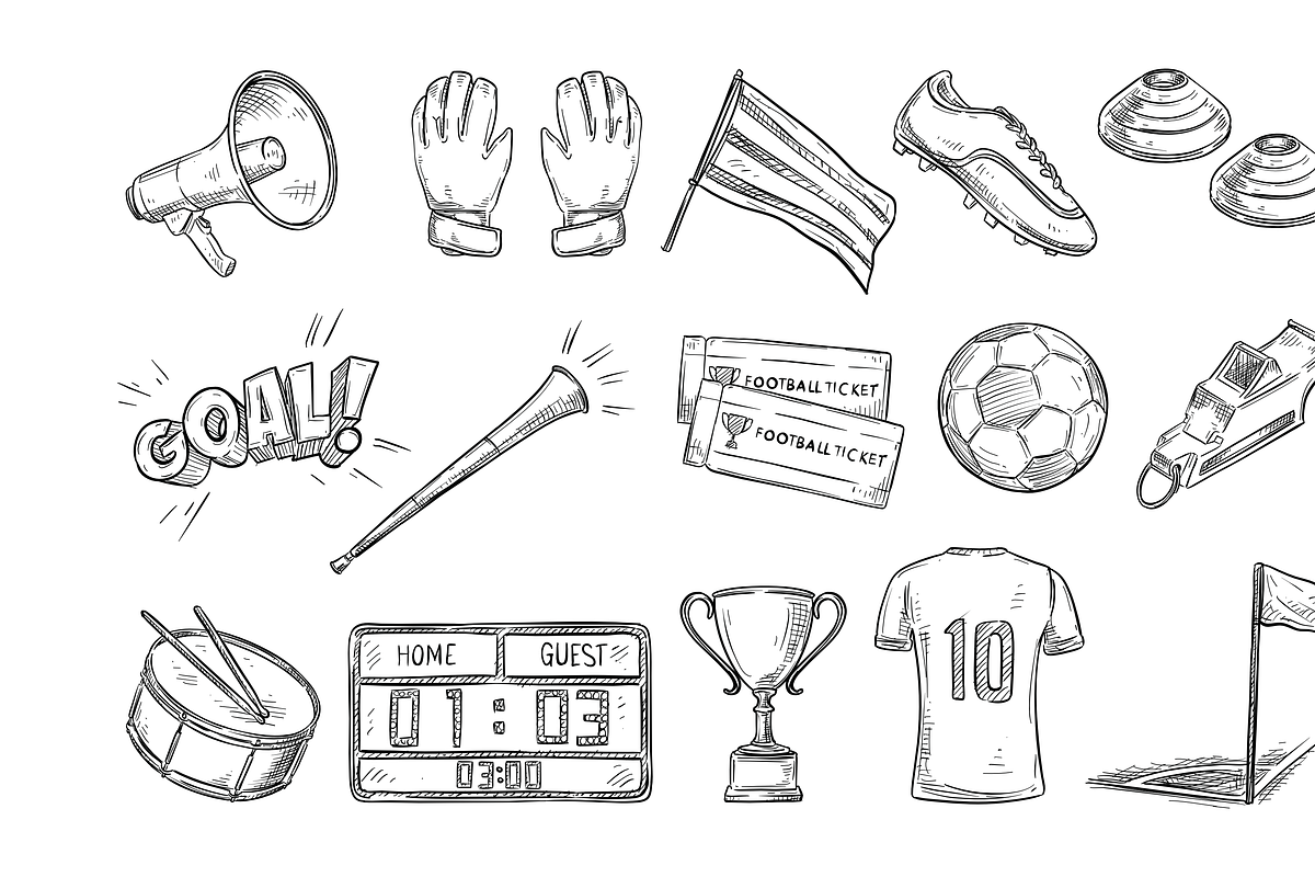soccer handdrawn collection, an Object Graphic by nikagraphic