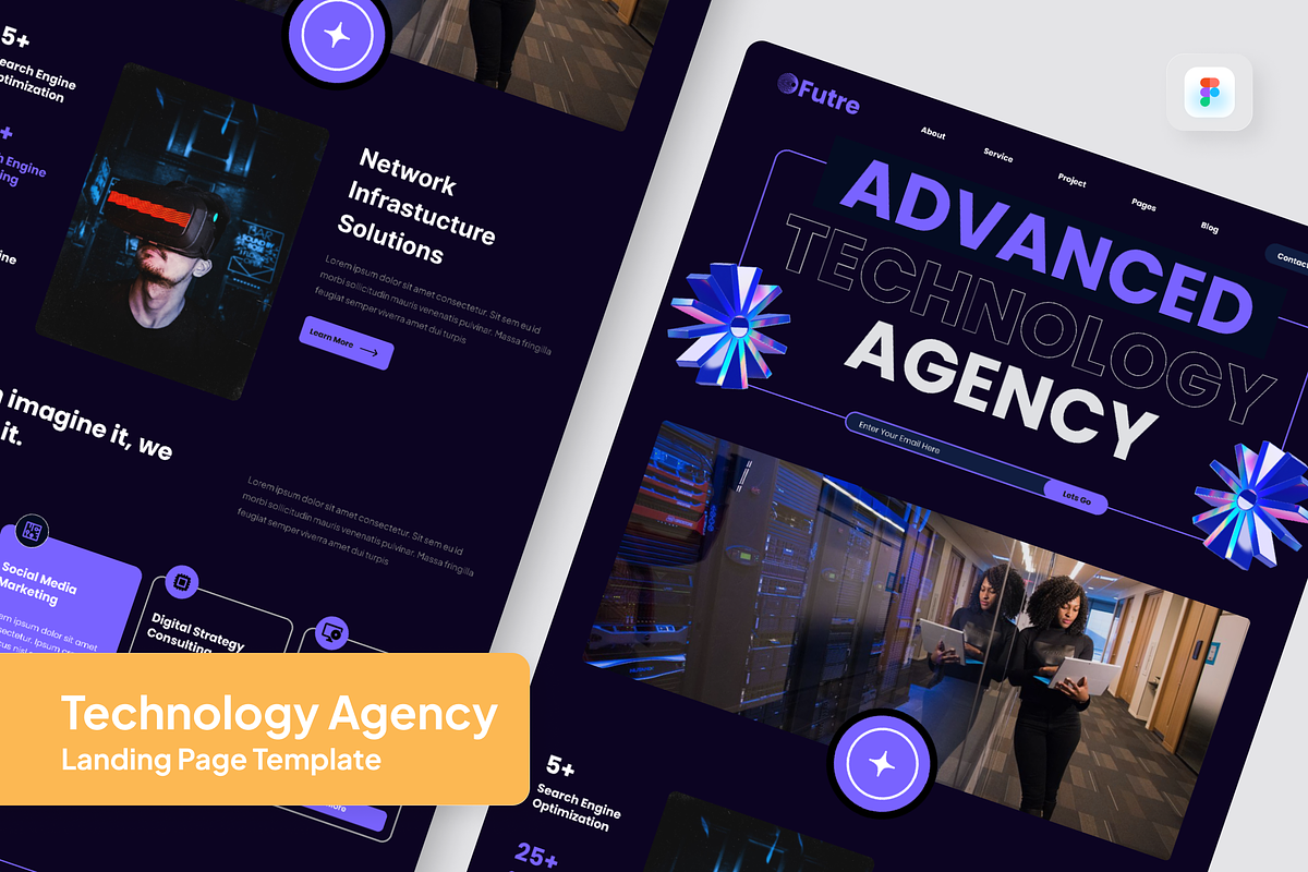 Technology Agency Landing Page, a Landing Page Template by SquidPixey (Photo 1 of 5)