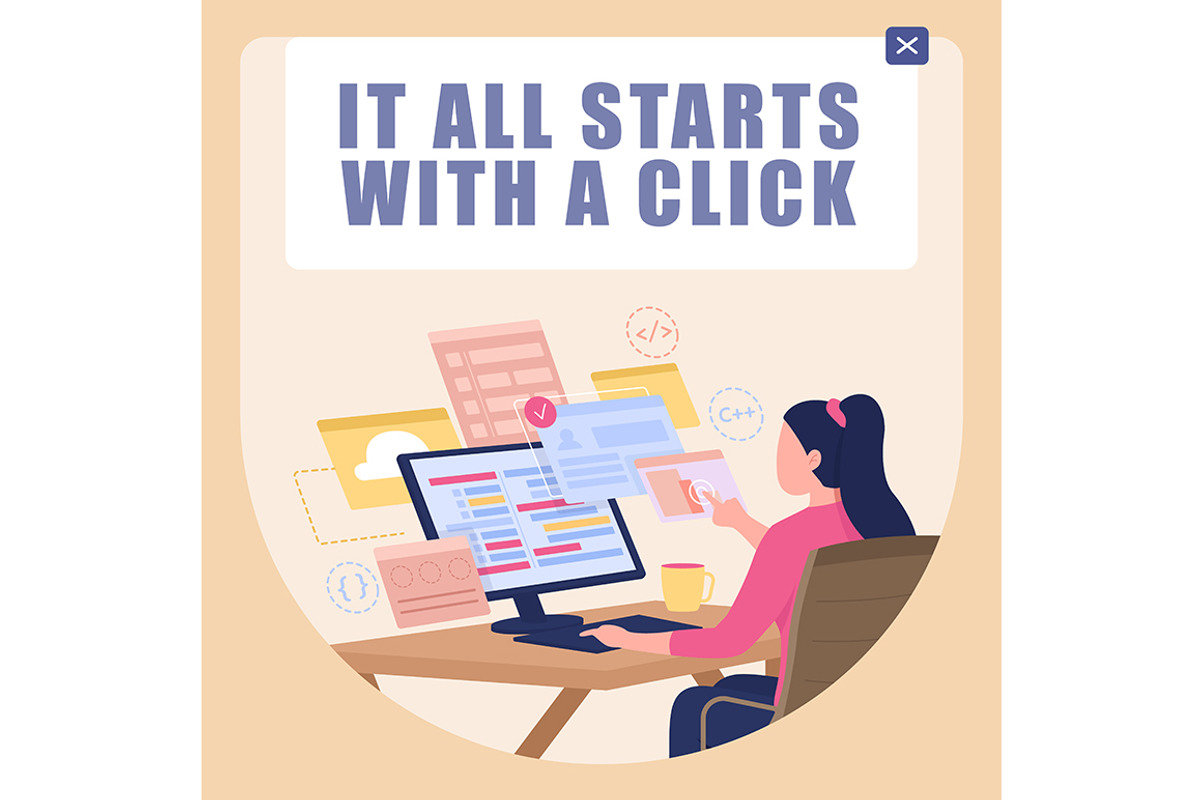 Programming class post mockup, a Flyer Template by IMG visuals characters