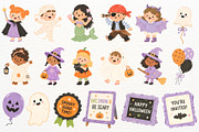 Halloween Kids Clipart Spooky Party, a Seasonal Illustration by SugarCloudStudioArt (Thumbnail 4 of 6)