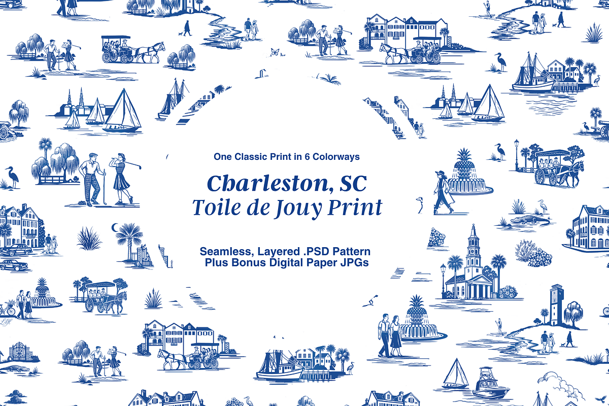 Charleston, SC Toile de Jouy Pattern, a Pattern Graphic by Hughes Studio (Photo 1 of 8)