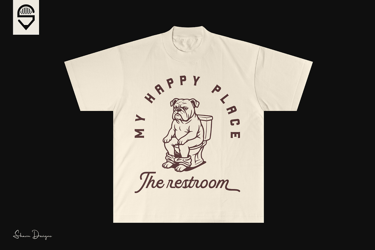 Funny Bulldog Restroom T-shirt, a Graphic by shaondesigns (Photo 4 of 4)
