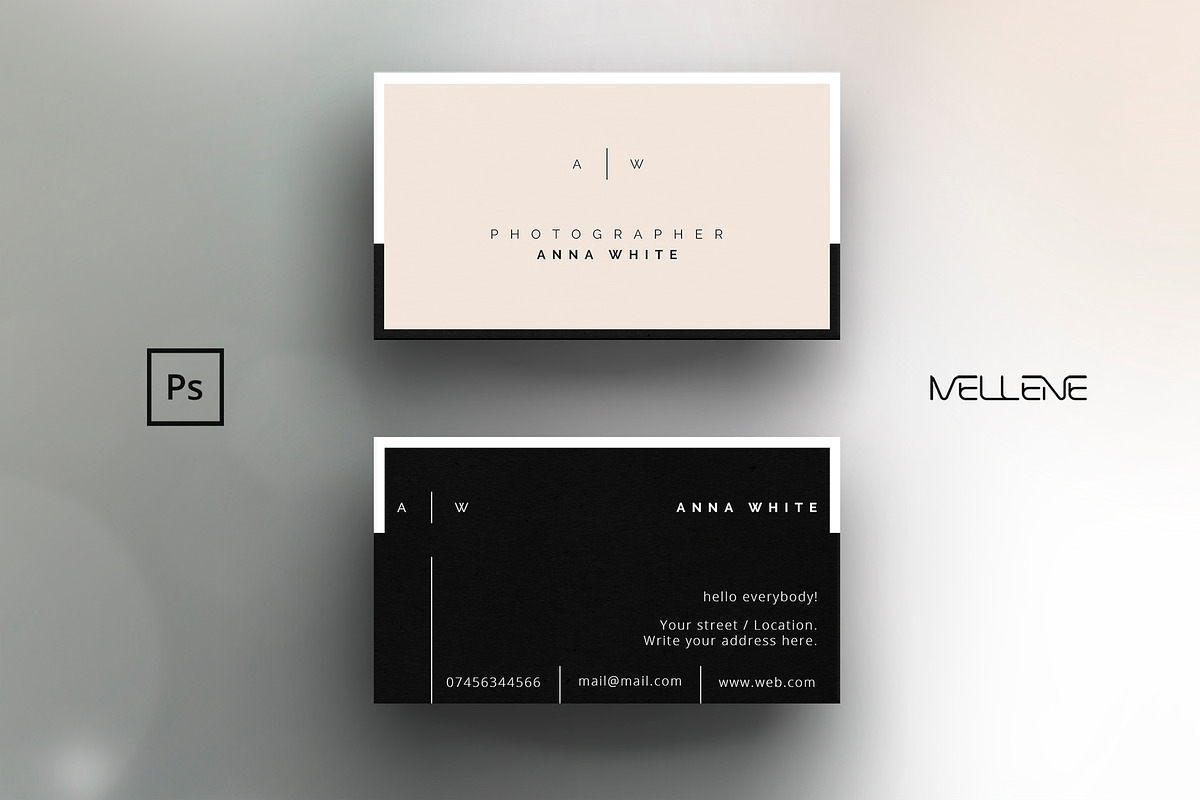 Business card template for Photoshop, a Business Card Template by Mellene Templates (Photo 1 of 2)