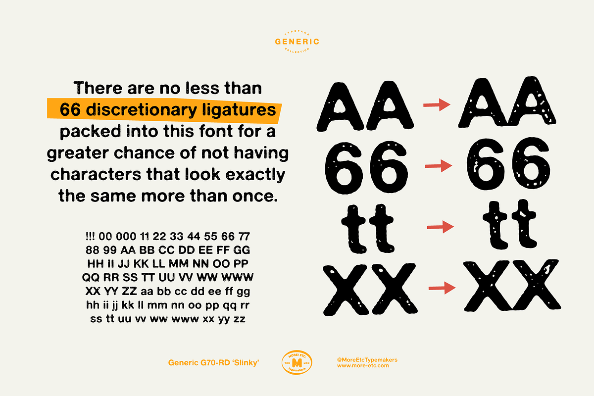 Generic G70-RD 'Slinky', a Sans Serif Font by More Etc. Studios (Photo 5 of 8)