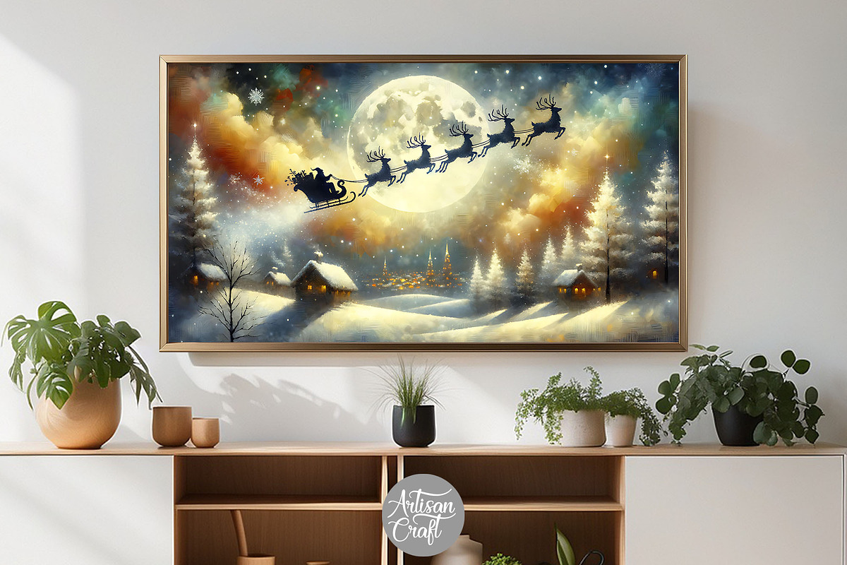 Santa flying Frame TV art background, a Background Graphic by Artisan Craft (Photo 8 of 8)