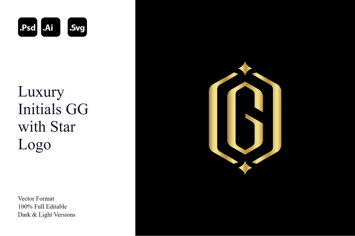 Luxury Initials GG with Star Logo, a Branding & Logo Template by Luxury Logos (Photo 1 of 4)