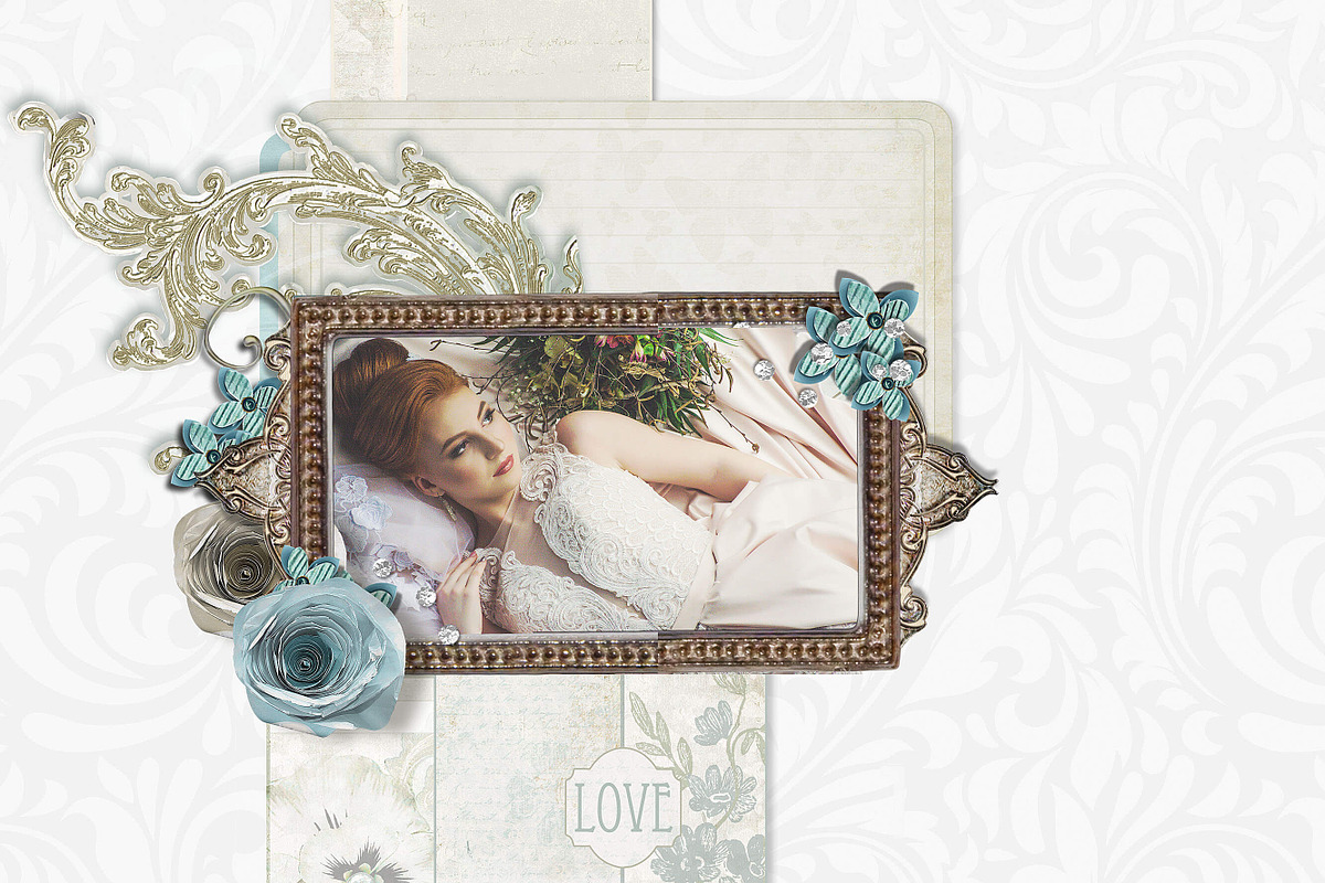 White Damask Stripes Wedding Papers preview 6