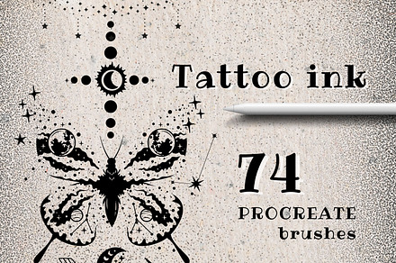 74 Procreate tattoo ink brushes, a Brush Add-On by ProcreateiBox