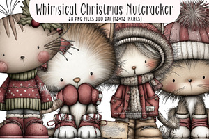 Whimsical Christmas Cat Clipart, an Illustration by SinaCreation